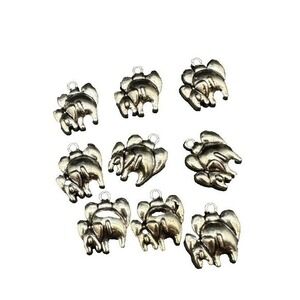 Elephant Rear Ends Adult & Child Charms Pendants Lot of 9 Silver‎ tone 5/8"